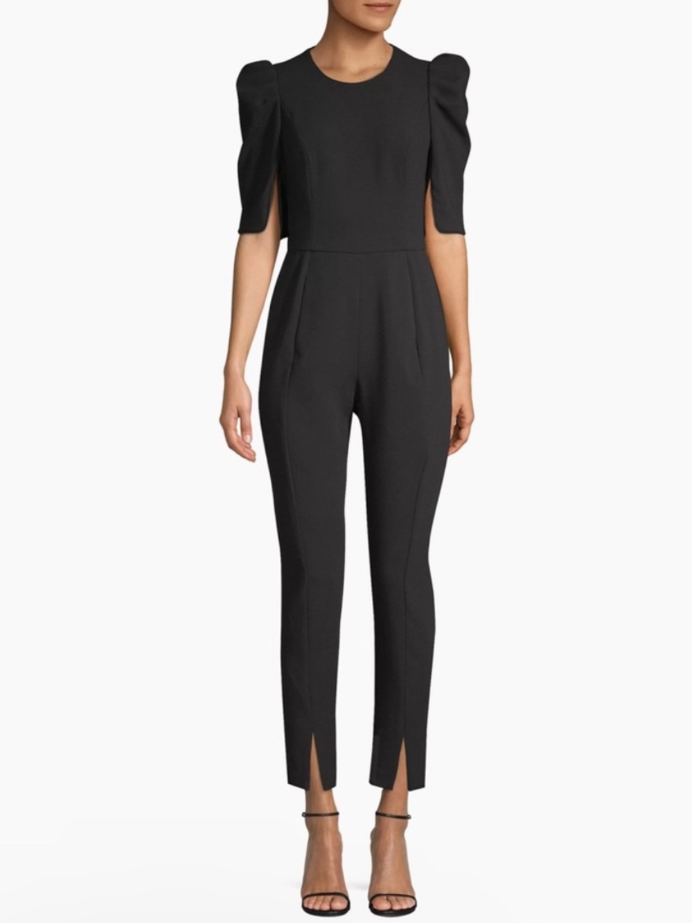 Black Halo Russo Puff & Split Sleeve Black Jumpsuit Size 10, EUC - Picture 13 of 13
